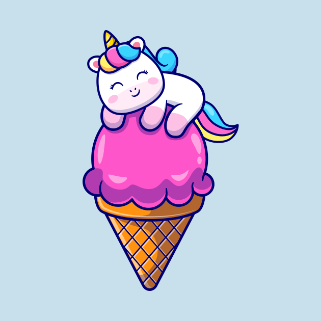 Cute Unicorn On Ice Cream Cone Cartoon by Catalyst Labs