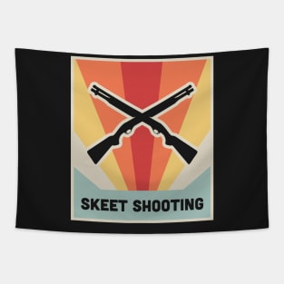 Vintage Style Shotgun Skeet Shooting Poster Tapestry