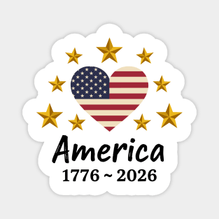 Patriotic USA Heart American Flag Stars Independence Anniversary Magnet