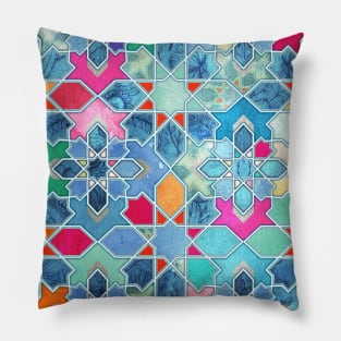 Pretty Pastel Moroccan Tile Mosaic Pattern Pillow