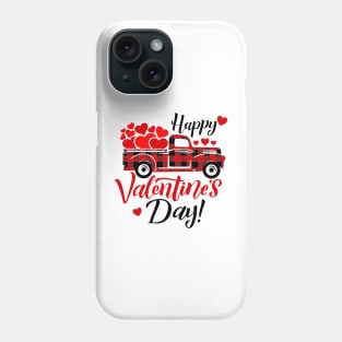 Happy Valentine's Day Heart Shape Red Plaid Truck Phone Case