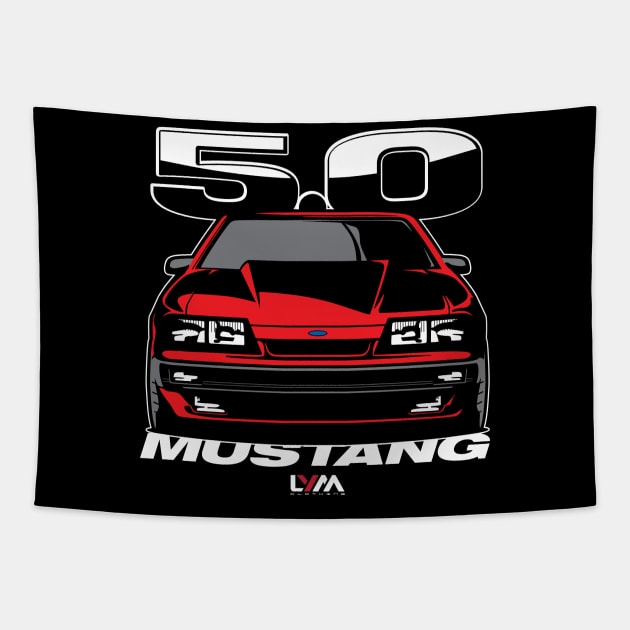 Foxbody 5.0 Ford Mustang 4 Eye Red Tapestry by LYM Clothing