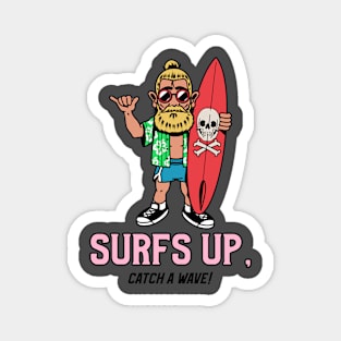 Surfs Up Catch a Wave Hang Ten Surfing Magnet