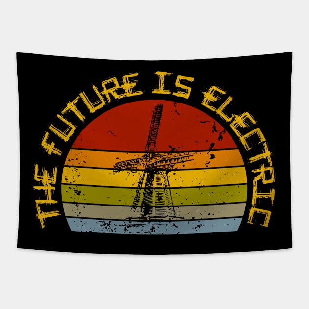 The Future is Electric Renewable Green Energy Tapestry by MultistorieDog