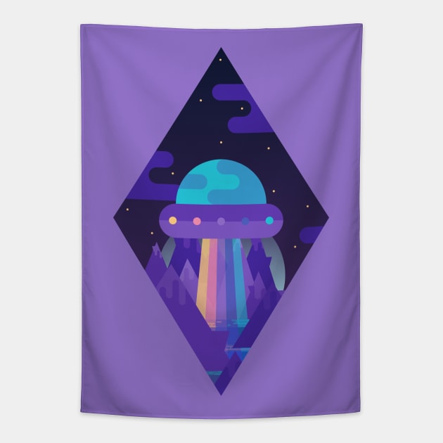 ROYGBIV Flying-Saucer Tapestry by BadOdds