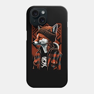 Fox Wearing Flannel and Beanie by gnarly Phone Case