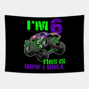 Monster Trucks Are My Jam 6th Birthday Boy years old Tapestry