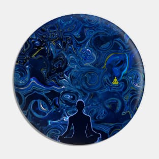 The Black & Blue Meditator -  Abstract Design 5 Pin