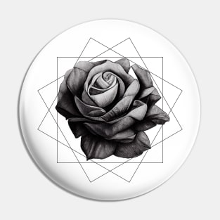 Rose Flower over a Geometric Pattern || Pencil Sketch Pin