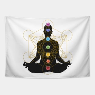 Metatron's Cube Chakra Healing Meditation Tapestry