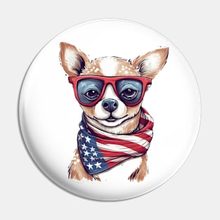 Patriotic Dog, 4th of July Design Pin