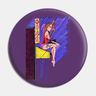 Comic Girl Cyberpunk Manga Aesthetic Pin