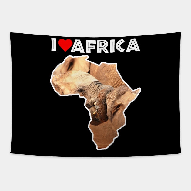 I Love Africa Elephant Tug Of War Tapestry by PathblazerStudios