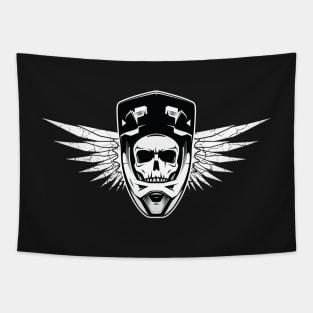 Skull biker with full face helmet. Tapestry