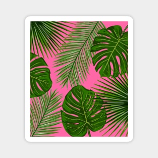 Tropical Plants on Bright Pink Magnet