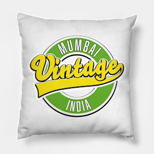 Mumbai vintage style logo Pillow