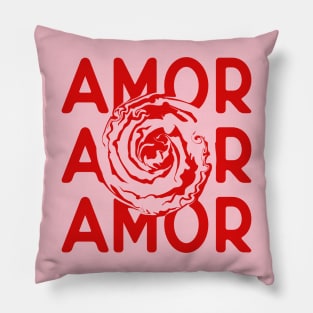 Amor typography red Pillow