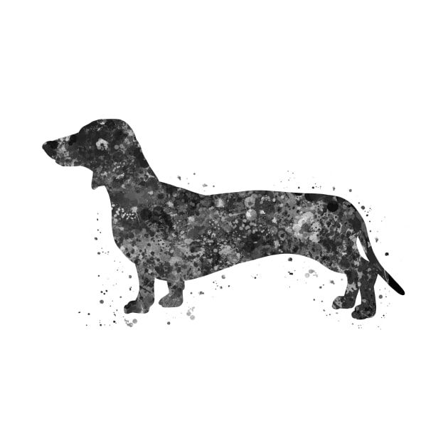 Dachshund dog black and white by Yahya Art