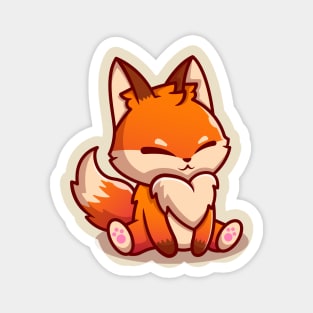 Cute Fox Sitting Cartoon Magnet