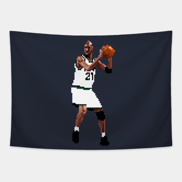 Kevin Garnett Pixel Posting Tapestry by qiangdade