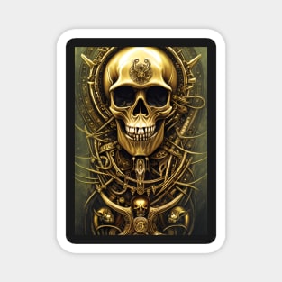 Skull With Gold Ornaments | Gold Skull Artwork | Armored Skull | Dystopian Skull | Skull Warrior Magnet