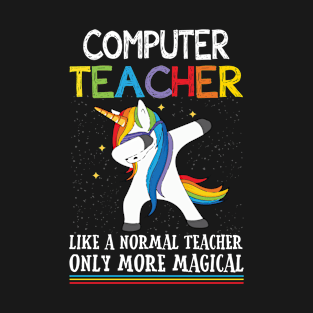 Computer Dabbing Unicorn Funny Back To School T Shirt Gift T-Shirt