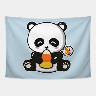 Cute Panda Eating Candy Corn Tapestry