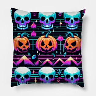 PATRON CALABAZAS Y CALAVERAS PIXELADAS 6 Pillow