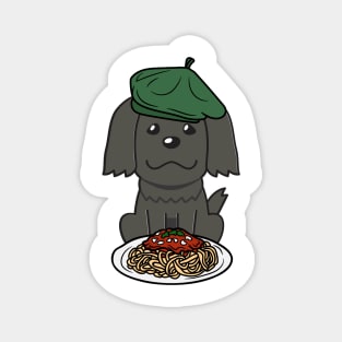 Dog eating Spaghetti - black sheepdog Magnet