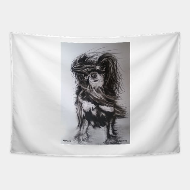 Dog on a 'Windy day' Tapestry by AllansArts