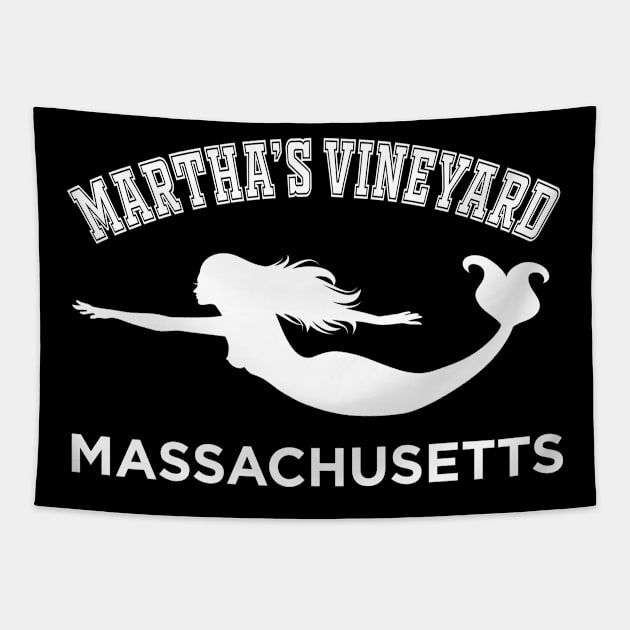 Martha's Vineyard  Massachusetts Mermaid Silhouette Vintage Tapestry by Kdeal12