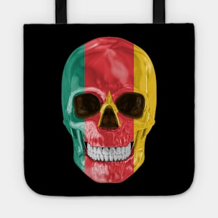 Cameroon Flag Skull - Gift for Cameroonian With Roots From Cameroon Tote