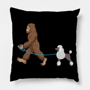 Bigfoot Dog Walk Poodle - Sasquatch Dog Lovers Pillow