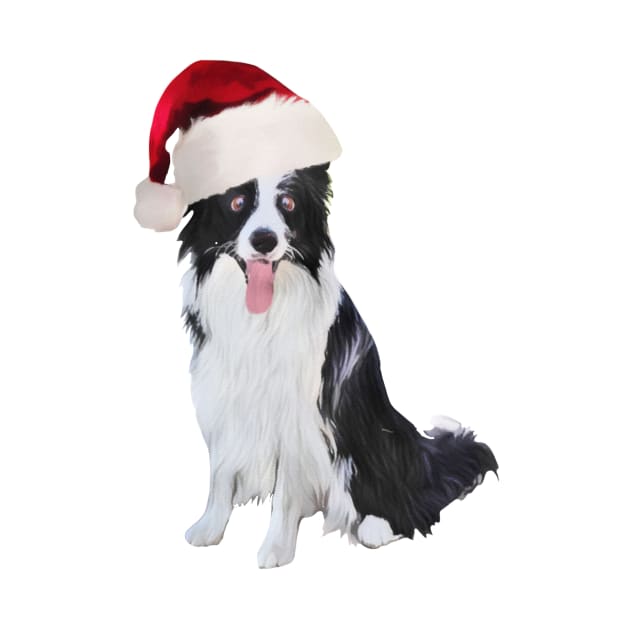 Funny Border Collie Wearing Santa Hat by NikkiBear67