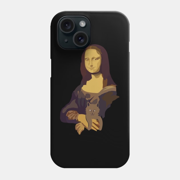 Mona Lisa with a kitten Phone Case by mypointink