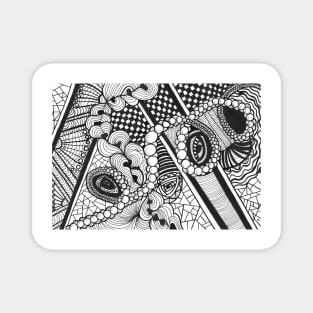 Abstract Hand Draw monochrome with circles Magnet