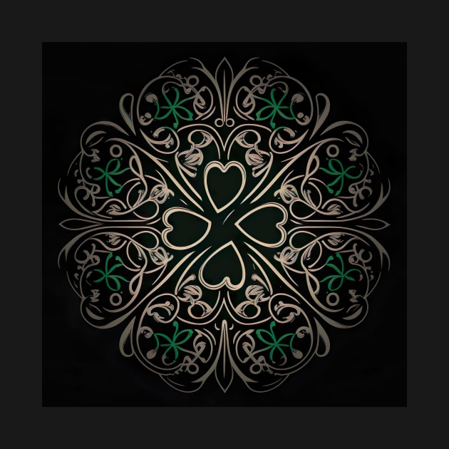 Saint Patrick's day shamrock leaf - dark filigree pattern by UmagineArts