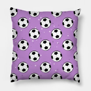 Football / Soccer Balls - Seamless Pattern on Purple Background Pillow