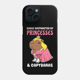 Easily Distracted by Princesses and Capybaras Cartoon Phone Case