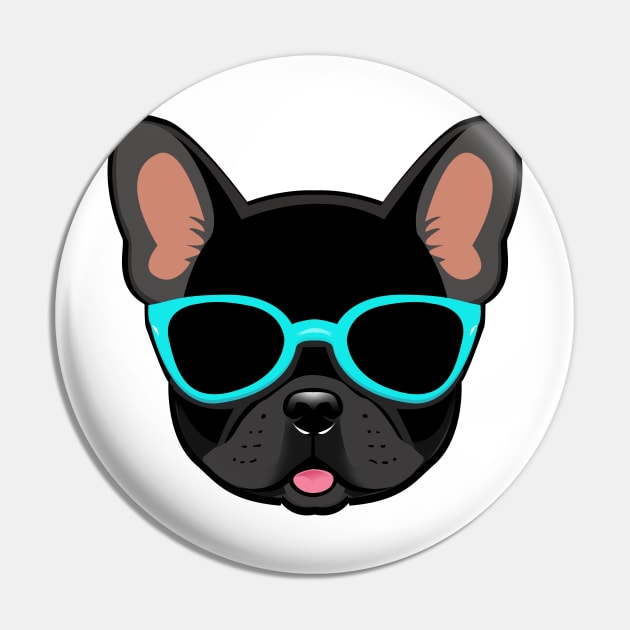 Black French Bulldog in Blue Shades Frenchie Dog Pin by 4U2NV-LDN