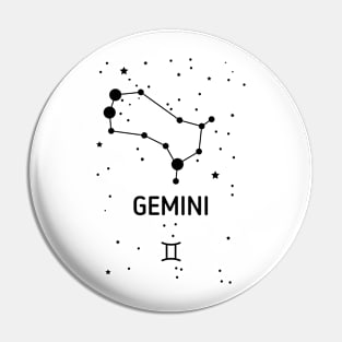 Gemini Zodiac Sign Constellation (Black Print) Pin