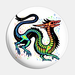 Rainbow Dragon Skeleton Pin