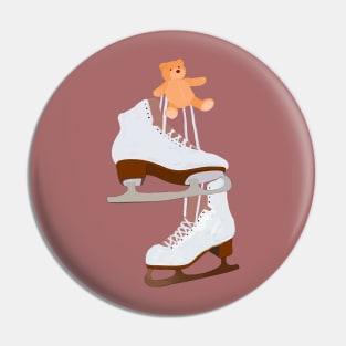 Winter Ice Skating Christmas Cute Drawing Pin