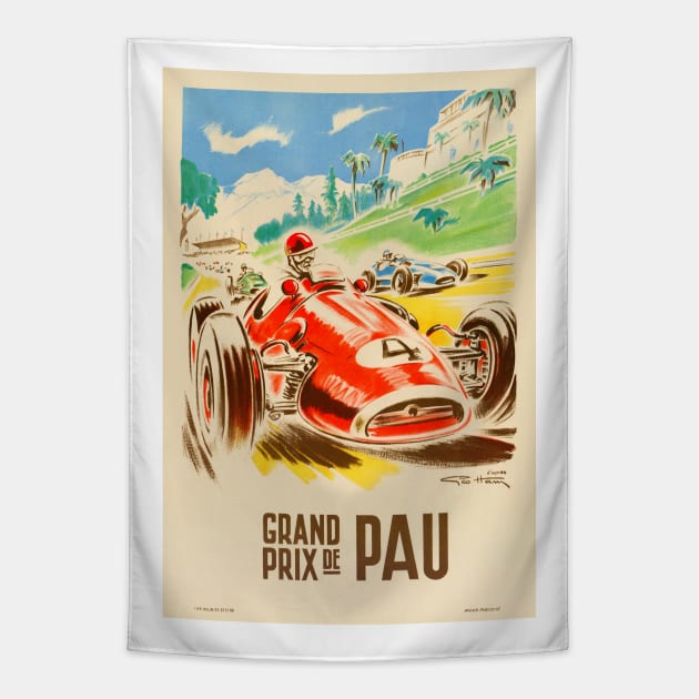 Grand Prix de Pau Vintage Poster 1950 Tapestry by vintagetreasure