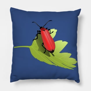 Red Bug On Leaf Pillow