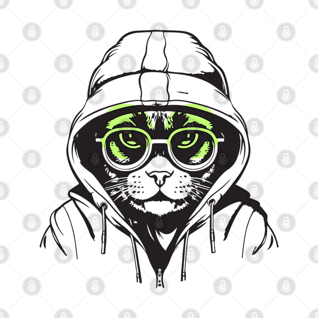 Hacker Cat Funny by Riyo
