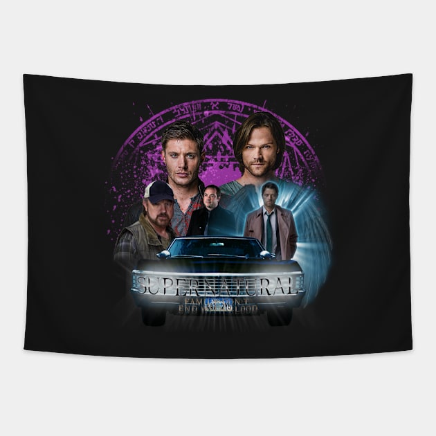 Supernatural Family dont end with Blood 2 Tapestry by Ratherkool