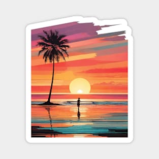 Retro Radiance: Pixel Sunset Symphony Magnet