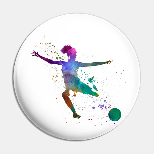 Woman footballer in watercolor Pin by PaulrommerArt