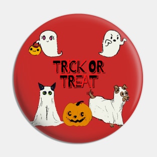 Trick Or Treat! - Cute Friendly Halloween Ghosts Design Pin